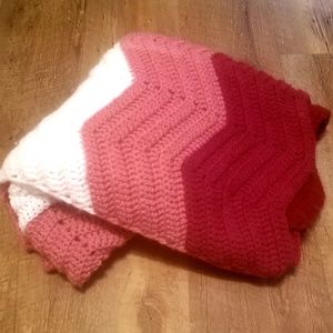 Pink Chevron  Afghan 40" x 38" Throw Blanket